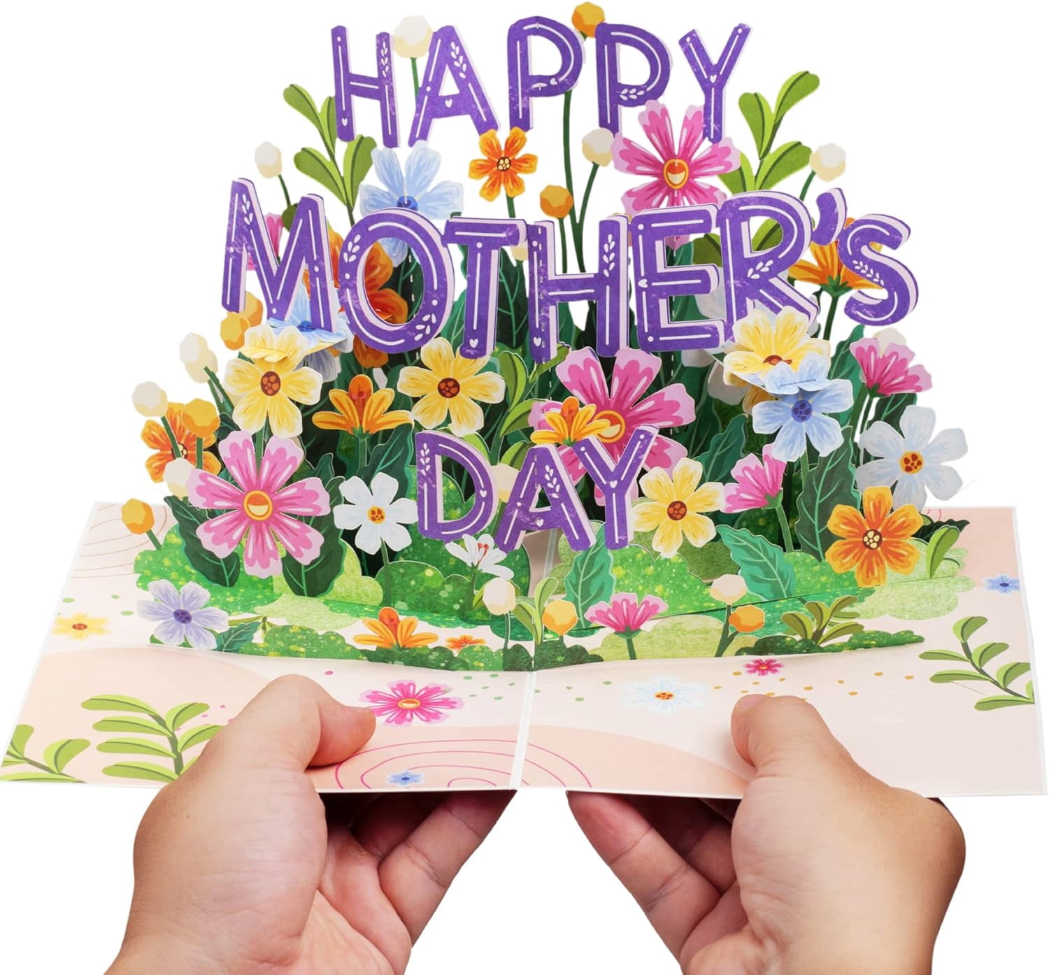 Frndly 3D Pop Up Happy Mothers Day Card, Handcrafted - 100% Recycled and Eco-Friendly, 8" x 6" Cover - with Note Tag