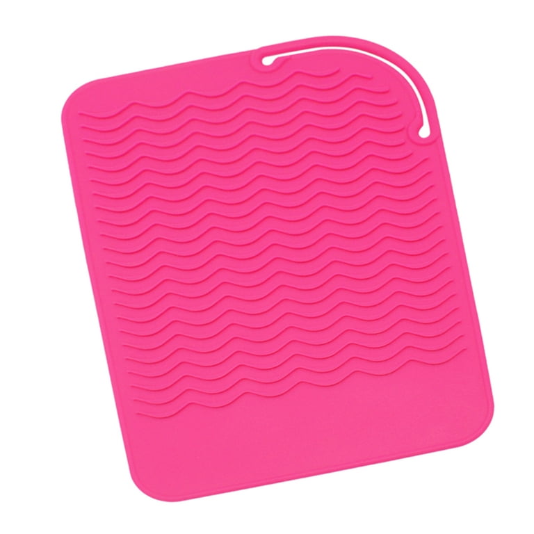 3PCS Silicone Mat Heat Resistant Curling Iron Pouch Hair Straightener  Curler Insulation Pad Hot Styling Tool, Pink 