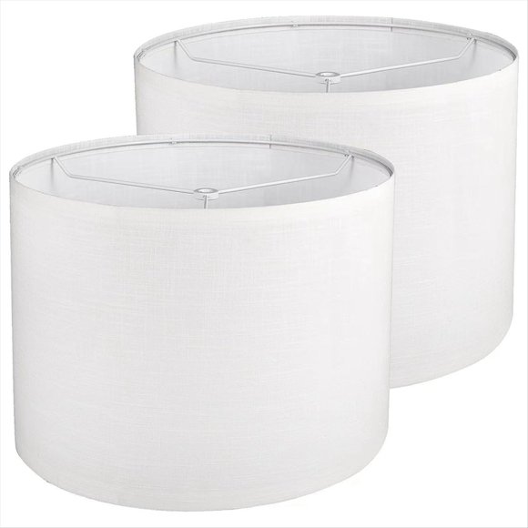 2Pcs Drum Lampshade, Lamp Shades for Table Lamp Floor Lamp, White Lamp Shades, Easy Assembly Replacement Lampshades,2 x lamp shades,White