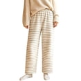 thumbnail image 3 of Women's Stripe Pajama Pants Casual Elastic Waist Loose Wide Leg Lounge Bottoms Comfy Casual Breathable Everyday Wear, 3 of 7