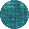 thumbnail image 1 of Ahgly Company Machine Washable Indoor Round Oriental Turquoise Blue Industrial Area Rugs, 6' Round, 1 of 4