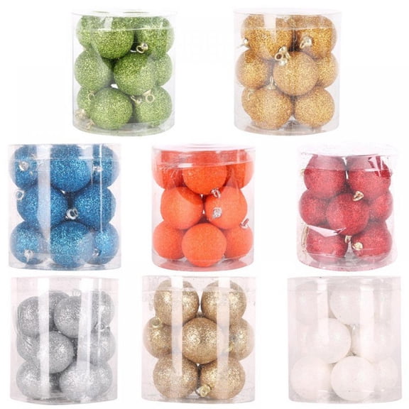 Feiona 12 pcs/lot Christmas Baubles Chic Round Christmas Balls Ornament New Year Christmas Tree decoration Xmas Tree Hanging Ornaments