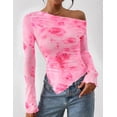 thumbnail image 3 of Blusa PRETTYGARDEN 2025 Hombros Descubiertos Floral Rosa Rojo L, 3 of 9