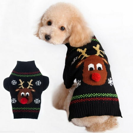 Pet Dog Cat Puppy Elk Pattern Sweater Coat for Small Pet Warm Costume Apparel