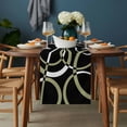 thumbnail image 2 of Black Geometric Table Runner - 108 Inch Long, Kitchen Dining Table Runner Dresser Scarves, Modern Sage Green White Striped Art Farmhouse Decor for Coffee Tables Wedding Party Banquet, 2 of 8