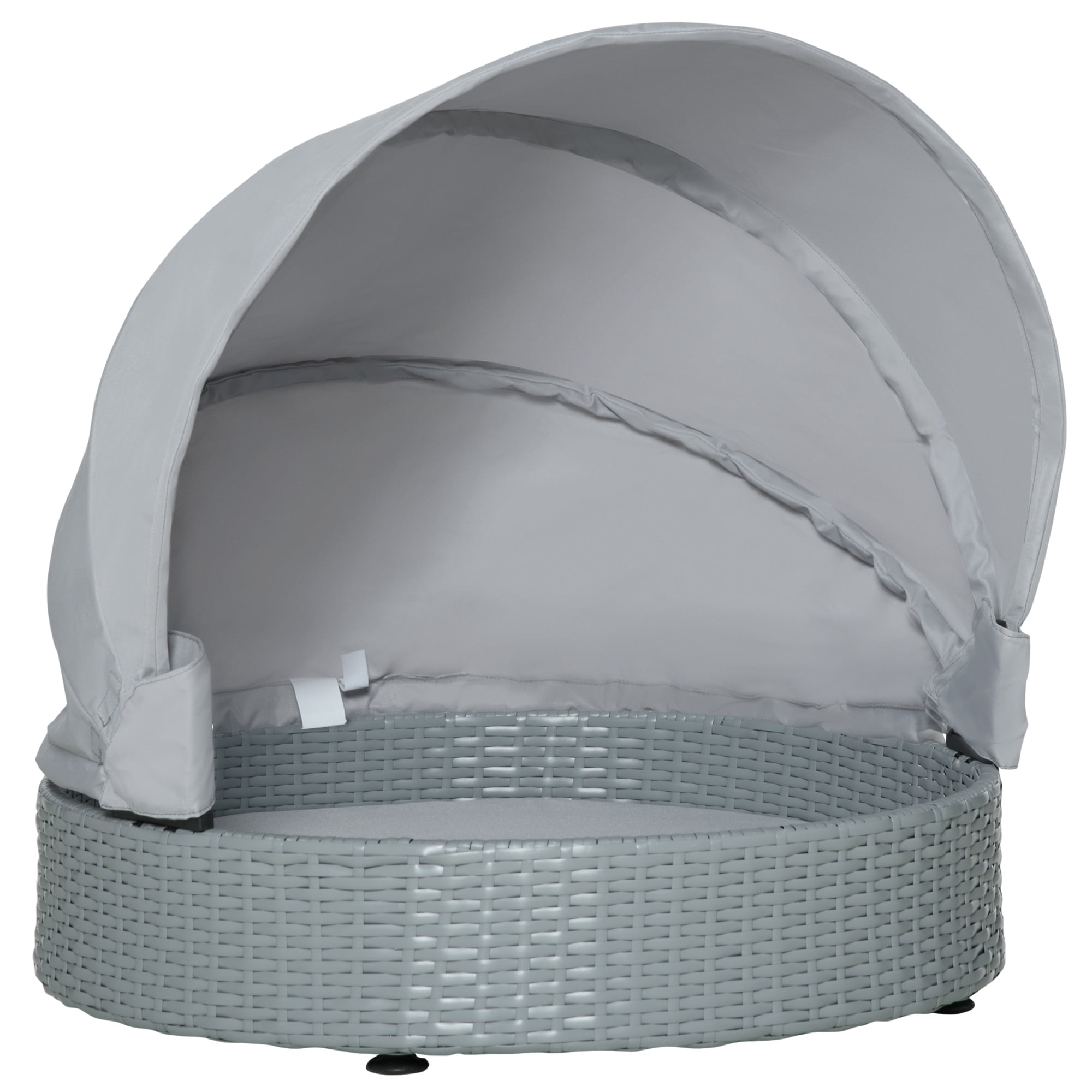 PawHut Wicker Dog Bed Rattan Pet Sofa with Adjustable Canopy Pet House