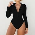 thumbnail image 2 of Ticikt Women's Long Sleeve Rash Guard Swimsuit One Piece Zipper Surfing Bathing Suit,Color:BU2,Size:XL, 2 of 5