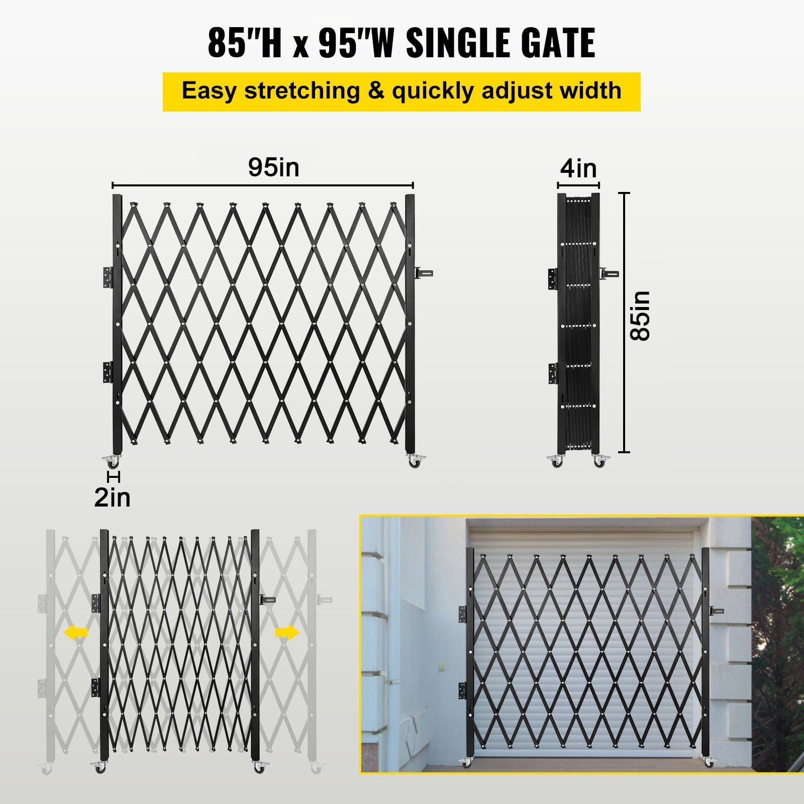 CAFORKP Flexible Expanding Security Gate, 7.1'H x 7.9'W Steel Folding Scissor Gate