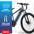 thumbnail image 2 of Huffy Vertis 27.5 Inch Electric Mountain Bike, Fits Riders 60+, Gray, Unisex Adult, 2 of 16