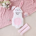 thumbnail image 5 of FYDUU Baby Boys Girls Halloween Outfit Cute Bunny Hooded Romper Sleeveless Bodysuit Tops with Leg Warmers 2 Piece Outfits 12-18 Months, 5 of 9