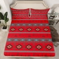 thumbnail image 2 of Homewish Red Triangle Aztec Bed Sheets, Western Hippie Bohemian King Sheets, Tribal Cowgirl Cowboy Sheet Set, Super Cozy Room Decor, 4-Piece, 2 of 7