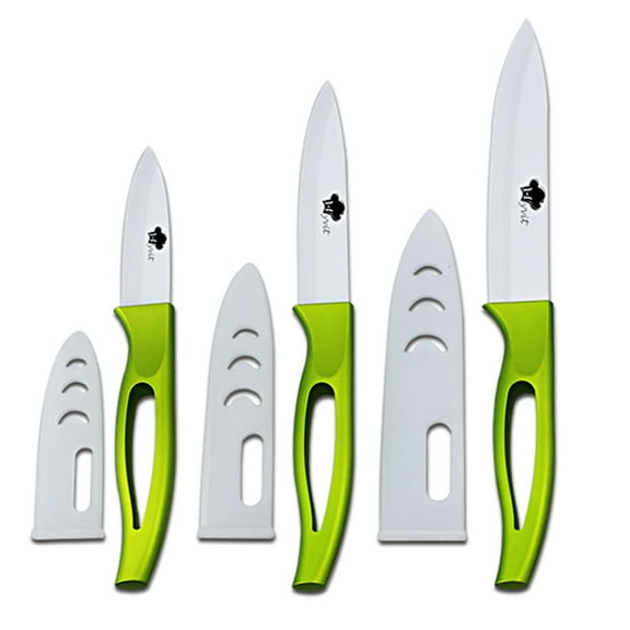 Ceramic Knife Set for Kitchen 5" 4" 3" Sharp Slicing Knives Fruit Paring Knives Sets Sharp Slicing Knives with Sheaths Covers Household Cutter Tools