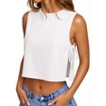 thumbnail image 2 of WHEANG Summer Sleeveless Tank Tops for Women Solid Color Loose Fit High Neck Boxy Basic Tees Daily Wear Casual Resists Wrinkling Camisole Blouses Beach Vacation Summer Tops S White, 2 of 5