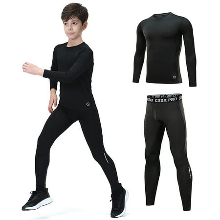 

MLFU Boys Thermal Underwear Long Johns Set Warm Base Layer Top for Kids 2-Piece Set