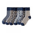 thumbnail image 1 of Calcetines de lana de rizo para mujer, 6 pares, color azul, con efecto engrosamiento invernal, con estampado de pata de gallo y diamantes Love, cálidos y versátiles para el invierno contra el frío, 1 of 5