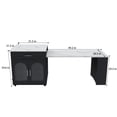 thumbnail image 4 of 80-inch Expandable Kitchen Island with Dining Table, Marble-Grain Countertop with Power Outlet, Mobile Storage Cart with Cabinet & 2 Drawers, Kitchen Prep Table (Black), 4 of 27