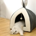 thumbnail image 4 of OAVQHLG3B Cute Cat Beds for Indoor Cats, 2 in 1 Large Cat Cave Bed for Puppy and Small Dog, Cozy Kitten Tent with Non-Slip Bottom, Blue, 11X11X11 inches, 4 of 7