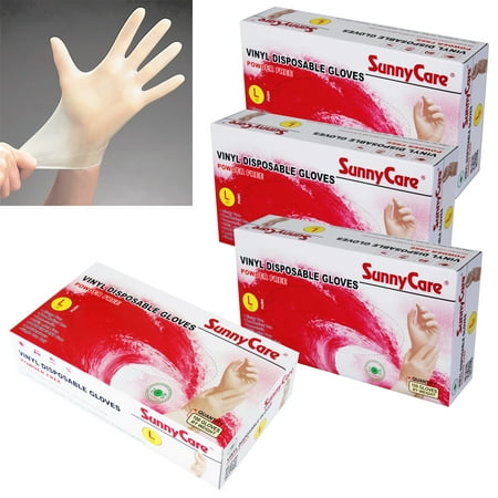 

400pcs SunnyCare Powder Free Vinyl Gloves Food Service (Latex Nitrile Free) L