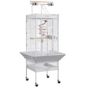 Renwick 61'' White Rolling Metal Bird Cage w/ Playtop for Cockatiel, Lovebird & Parrot