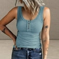 thumbnail image 2 of WTXUE Camisole Tops for Women Button Women Sleeveless Top Casual Round Knit Shirt Vest Neck Solid Splice Women's Tanks &, Gray Medium, 2 of 6