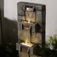thumbnail image 5 of 32.2" Tall 3-Tier Outdoor Water Fountain with LED Lights, Mossy Stone Look Cascading Resin Garden Waterfall for Patio, Yard, Porch Decor, 5 of 8