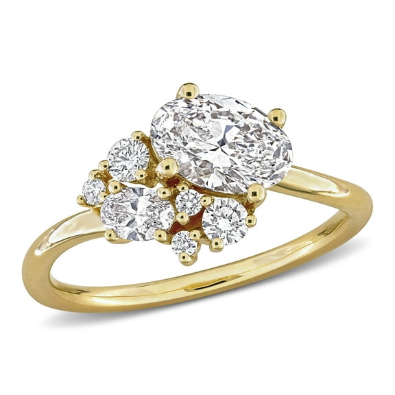 Created Forever Women's 1 1/3ct TW Lab Grown Diamond 14k Yellow Gold Cluster Engagement Ring
