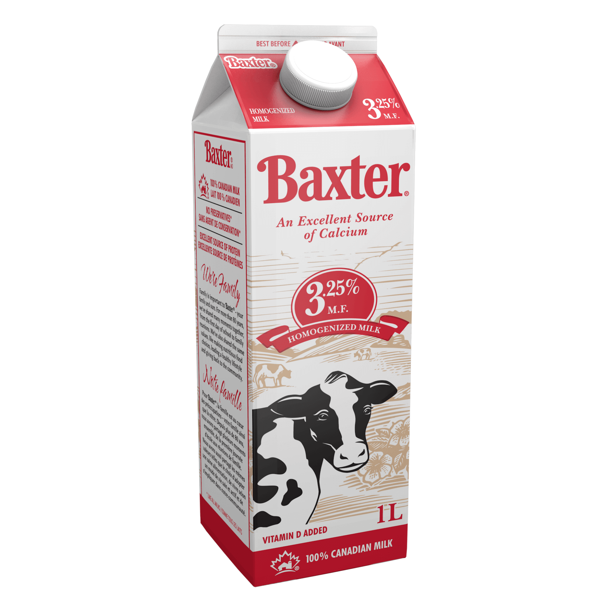 Baxter 3.25% Homogenized Milk, 1L