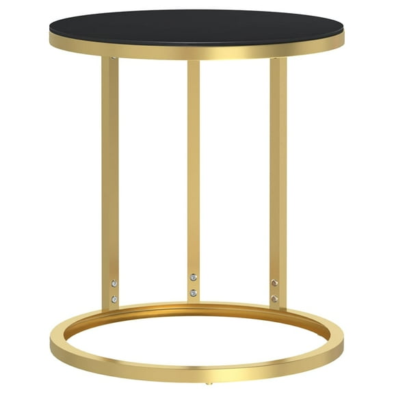 vidaXL Side Table Gold and Black 17.7" Tempered Glass