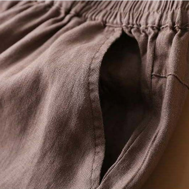 jovati Cotton Linen Pants Women Womens Solid Color Casual Pocket