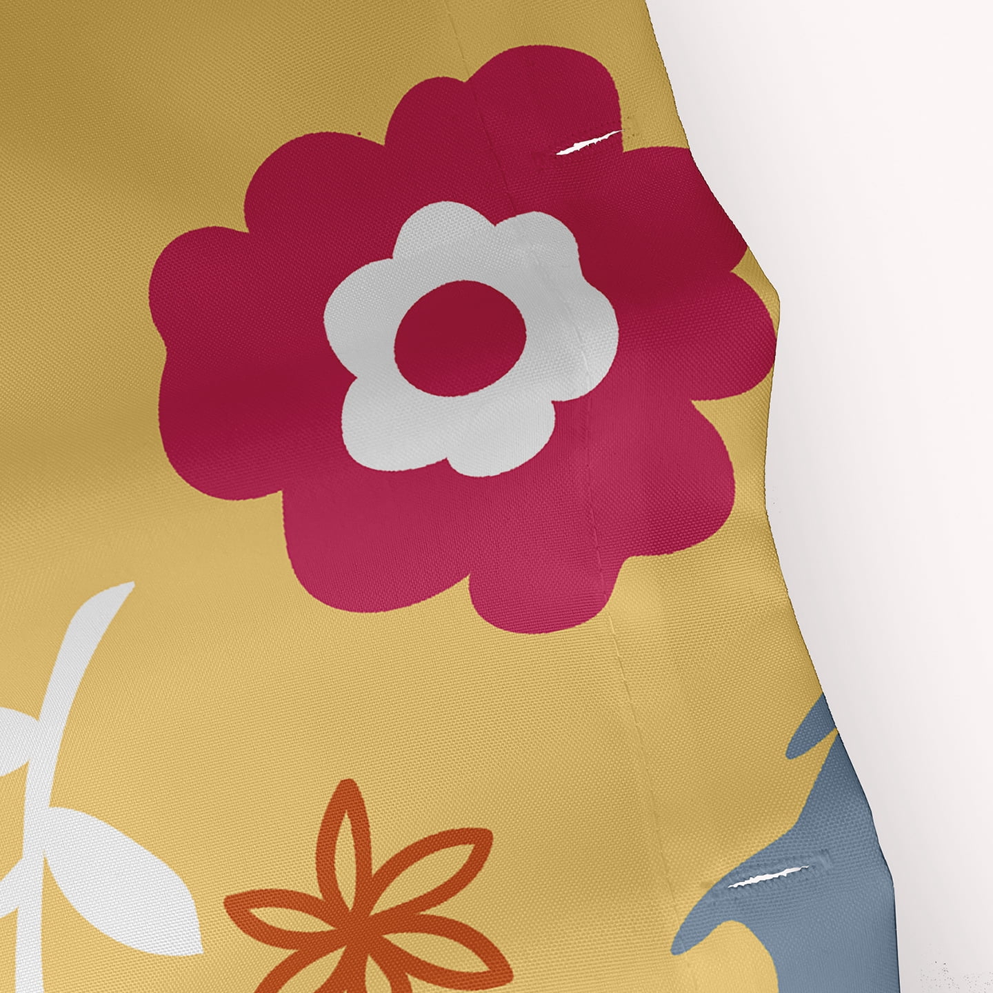 Simply Daisy 70" W x 73" L Flowery Love with Bunnies Polyester Shower Curtain, Daffodil Yellow-Blue [1 Ct]