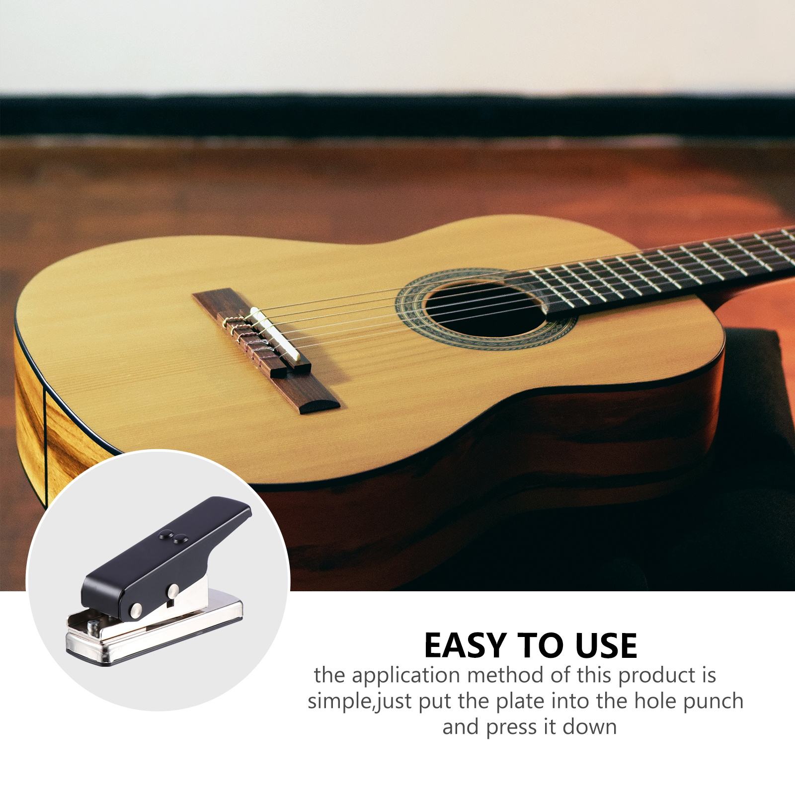 HOOWIFFY 1Pc Guitar Punch Tool for DIY Picks Durable Black Guitar Making Accessories Holder