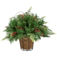thumbnail image 3 of Northlight LED Lighted Red Berries and Mixed Pine Hanging Christmas Basket - 18", 3 of 6
