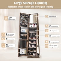 DRAZUNO 360° Swivel Jewelry Armoire w/Full-Length Mirror Rear Shelves Makeup Mirror