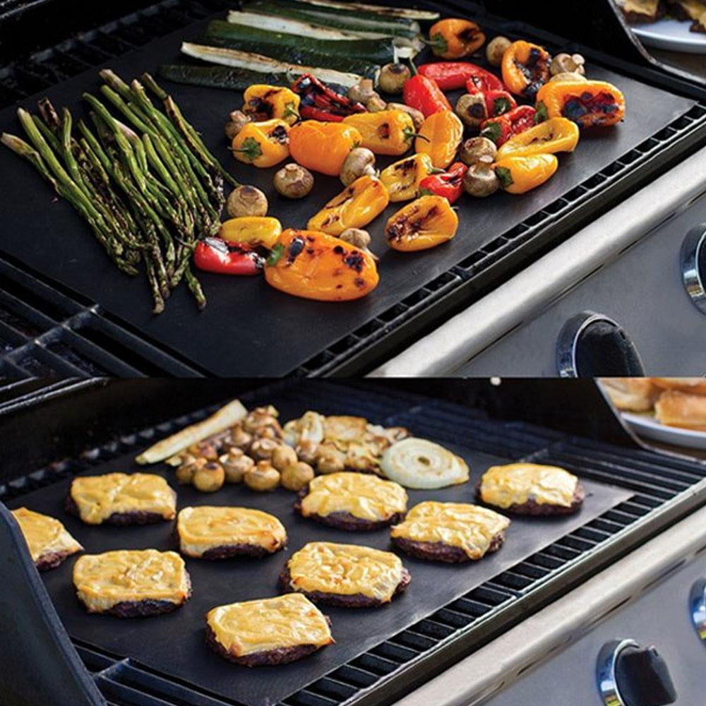 2pcs Easy Bbq Grill Mat Back Outdoor Camping Nonstick Surface