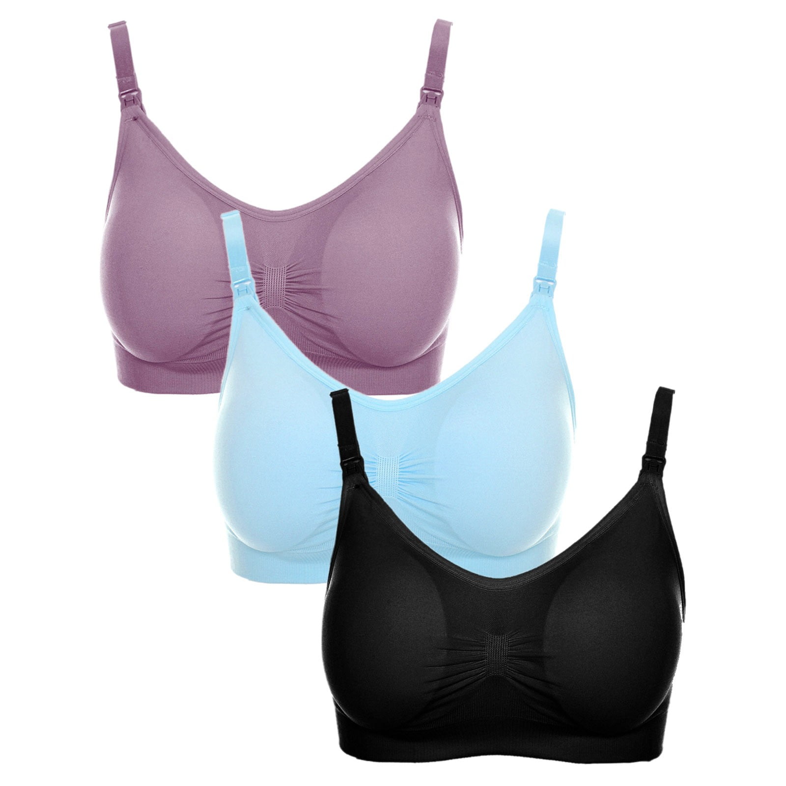 Xuncatan 3PC Nursing Bras for Breastfeeding Comfortable Hands Free Pumping Wireless Bras Pregnancy Maternity Sport Bra Plus Size Christmas gifts