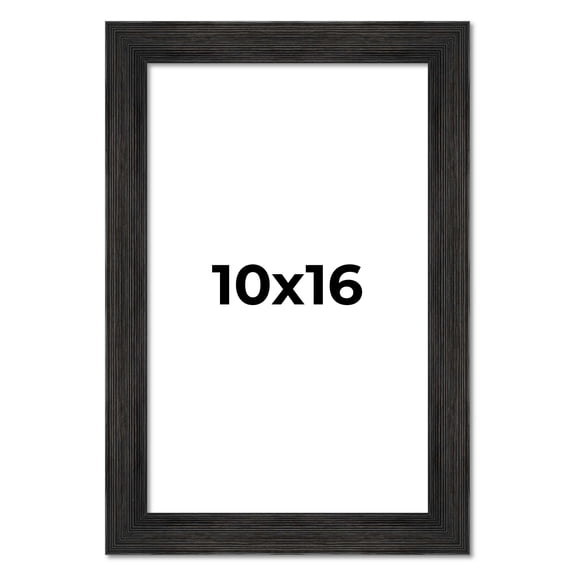 10x16 Distressed/Aged Black Complete Wood Picture Frame with UV Acrylic, Foam Board Backing, & Hardware