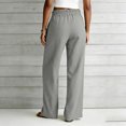 thumbnail image 4 of RFQWOVSR Women's High Waist Drawstring Wide Leg Linen Pants with Pockets Loose Fit Casual Summer Trousers XXL, 4 of 5