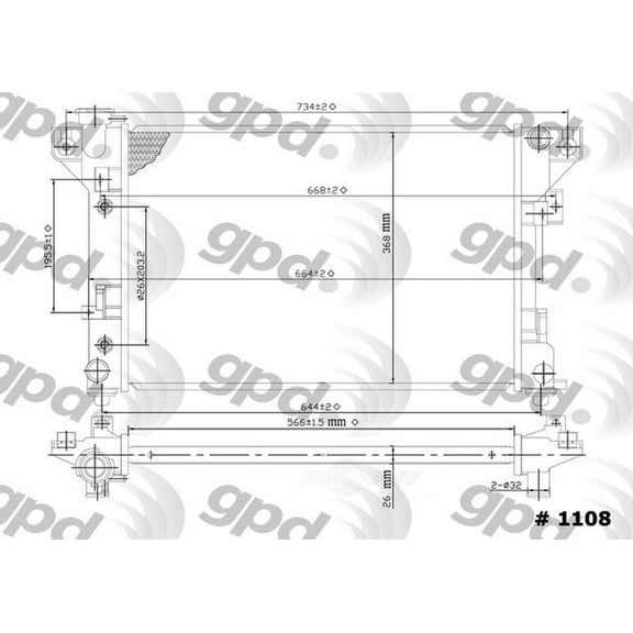 Global Parts Distributors 1108C Radiator Fits select: 1991-1995 CHRYSLER LEBARON, 1991-1995 PLYMOUTH ACCLAIM