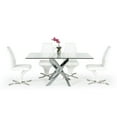 thumbnail image 4 of Modrest Pyrite Rectangular Modern Metal & Glass Dining Table in Silver/Clear, 4 of 4