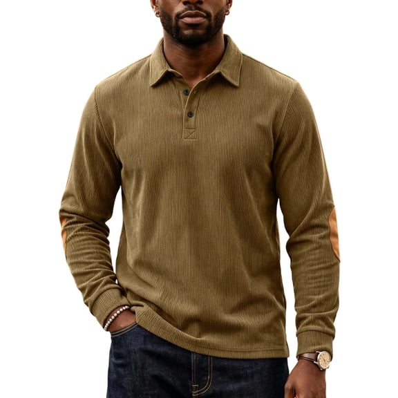 Admvng Mens Corduroy Sweatshirt Lapel Long Sleeve Casual Pullover