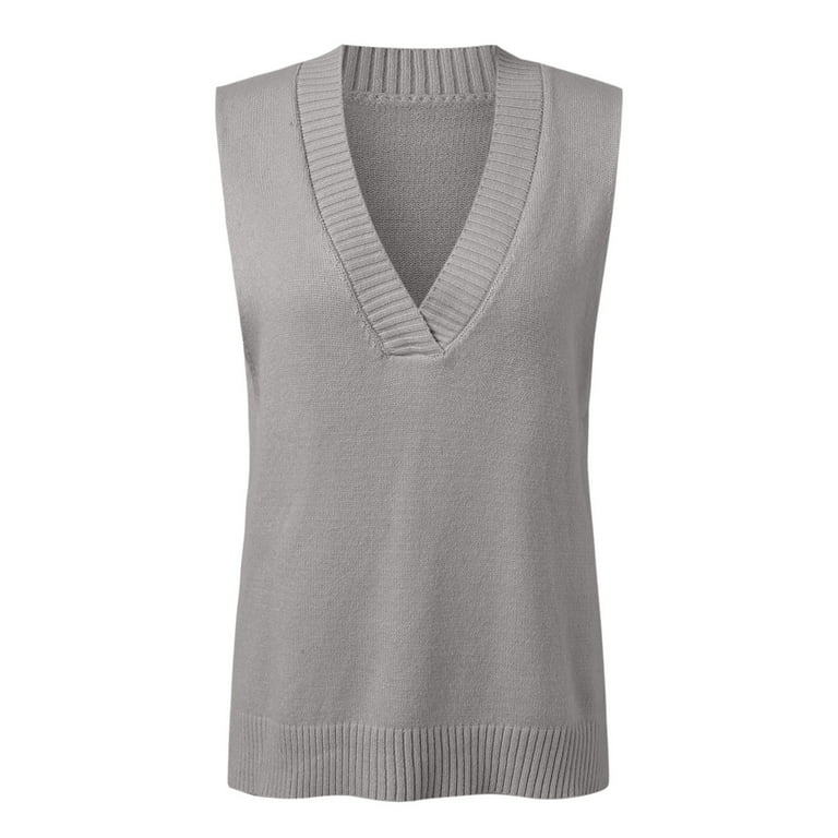 Women Casual Sleeveless V Neck Ribbed Knit Split Pullover Sweater Vest  Blouse Winter Neck : : Clothing, Shoes & Accessories