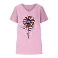 thumbnail image 4 of Jacenvly Red White and Blue Women Classic Shirts Misses V-Neck Print T-Shirts Fashion Comfortable Female Blouses Tops, 4 of 6