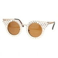 thumbnail image 2 of Women's Round Butterfly Shape Sunglasses Geometric Mesh Pattern Metal Frame Gold, 2 of 4
