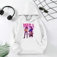 thumbnail image 4 of Girls Print Hooded Sweatshirt Autumn Winter Warm Cozy Pullover Casual Long Sleeve Outerwear Soft Comfort Fit Daily Wear For Teen White,130, 4 of 7
