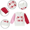 thumbnail image 2 of Chenyin Infant Baby Letter Embroidered Sweatshirt for Girls Colorblocking Long Sleeve Sweatsuit Pullover Spring Fall Sweater for Girls 6 Months-4 Years, 2 of 8