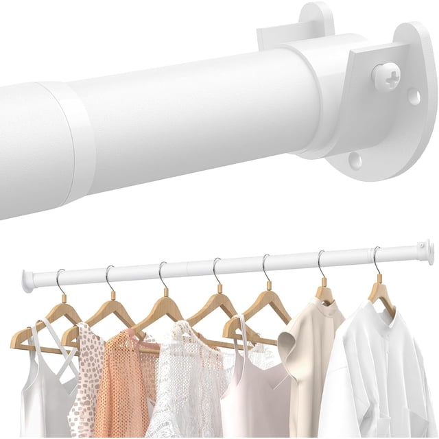 PACK Closet Rods for Hanging Clothes to Stepless Adjustable Metal Closet Rod Heavy Duty Clothes Hanging Rod for Closet Wardrobes Laundry RV