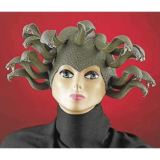 Medusa Snake Headpiece Latex Womens Wig Costume Hat Adult Mask