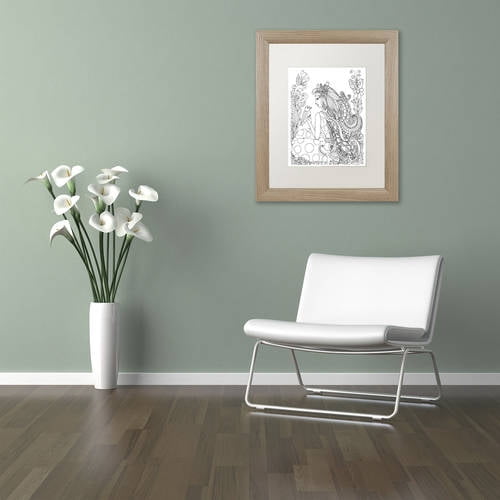 Trademark Fine Art "Flower Girls 29" Canvas Art by KCDoodleArt White Matte, Birch Frame