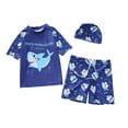 thumbnail image 2 of YDFCWXW Baby Toddler Boys Swim Set - 3 Piece Swim Trunks and Boys Rash Guard Short Sleeve Kids Swimwear with Swim Caps (Navy, 4XL), 2 of 3