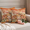 thumbnail image 2 of Fall Pumpkins Cow Outdoor Waterproof Pillow Covers, Thanksgiving Maples Leave Farmhouse Plaid Decorative Square Throw Pillowcase Sofa Cushion Sham for Patio/Couch/Chair, 20"x20" 2 Pack, 2 of 8